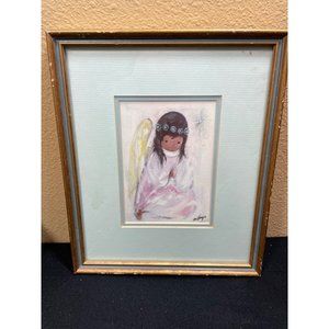 Ted DeGrazia  Little Prayers Angel Girl Vintage Framed Art Work